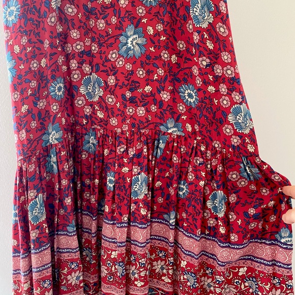 SPELL | Folk Town Frill Maxi Dress in Wine - Picture 7 of 11